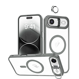 Thin Magnetic Clear Case with Camera Stand & Camera Cover - GRAY for iPhone Air (Only Ground Shipping)