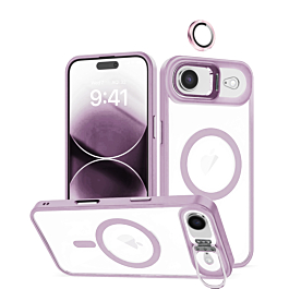 Thin Magnetic Clear Case with Camera Stand & Camera Cover - LIGHT PURPLE for iPhone Air (Only Ground Shipping)