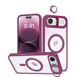 Thin Magnetic Clear Case with Camera Stand & Camera Cover - WINE for iPhone Air (Only Ground Shipping)