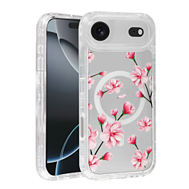 Flower Design Transparent Case with Wireless Charger - Style 1 for iPhone Air (Only Ground Shipping)