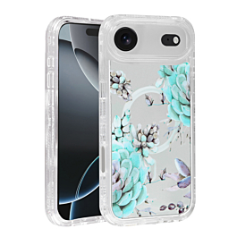Flower Design Transparent Case with Wireless Charger - Style 8 for iPhone Air (Only Ground Shipping)