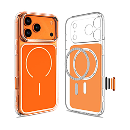 Transparent Magnetic Cases with IC Chip - ORANGE for iPhone 17 Pro (Only Ground Shipping)