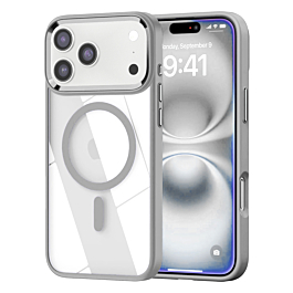 Shiny Magnetic Clear Cases -WHITE for iPhone 17 Pro (Only Ground Shipping)