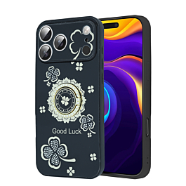 Luxury Diamond Shiny Cases with Ring - BLACK for iPhone 17 Pro (Only Ground Shipping)