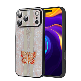 Luxury Diamond Shiny Cases with Butterfly Design - GOLD for iPhone 17 Pro (Only Ground Shipping)