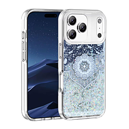 Liquid Quicksand Glitter Cover Case - ETHNIC FLOWERS for iPhone 17 Pro (Only Ground Shipping)
