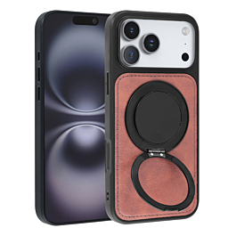 Slim Leather Case with Wireless Charging Kickstand - PINK for iPhone 17 Pro (Only Ground Shipping)