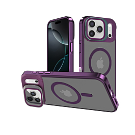 Slim Transparent Camera Stand Case with Wireless Charging - PURPLE for iPhone 17 Pro (Only Ground Shipping)