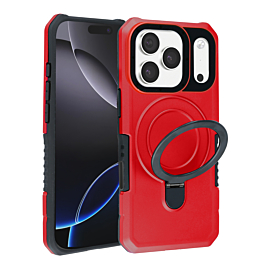 Hard PC Shockproof Case w /Ring Holder - RED for iPhone 17 Pro (Only Ground Shipping)