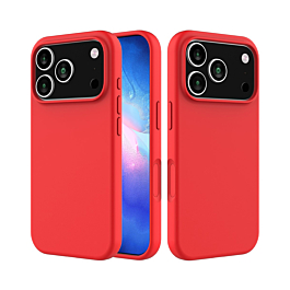 Soft Solid Silicone Case (Full Buttom Cover) - RED for iPhone 17 Pro (Only Ground Shipping)