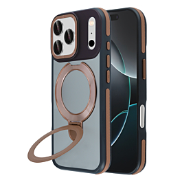 Matte Transparent Case with Wireless Charging Kickstand - DARK BROWN for iPhone 17 Pro (Only Ground Shipping)