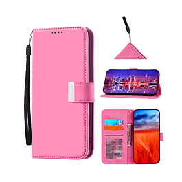 Elegant Leather Wallet Case with Wristlet Strap - PINK for iPhone 17 Pro (Only Ground Shipping)