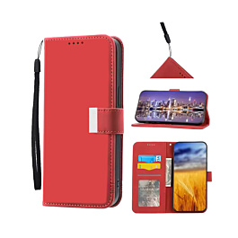 Elegant Leather Wallet Case with Wristlet Strap - RED for iPhone 17 Pro (Only Ground Shipping)