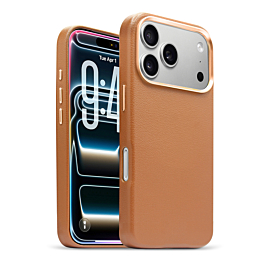 New Leather Case with Wireless Charger - DARK ORANGE for iPhone 17 Pro (Only Ground Shipping)