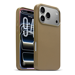 New Leather Case with Wireless Charger - LIGHT BROWN for iPhone 17 Pro (Only Ground Shipping)