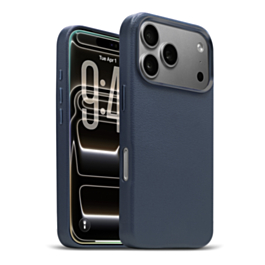 New Leather Case with Wireless Charger - NAVY BLUE for iPhone 17 Pro (Only Ground Shipping)