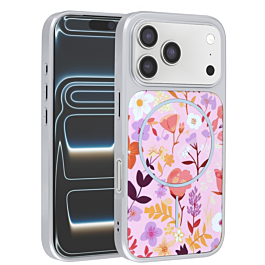 Dual Layer Flower Design Magsafe Cases - PINK for iPhone 17 Pro (Only Ground Shipping)