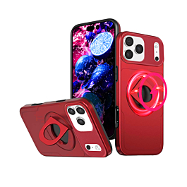 Ring Stand Case & Camera Lens Sliding Cover - RED for iPhone 17 Pro (Only Ground Shipping)