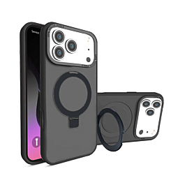 Carbon Wireless Charging Case with Ring Stand - BLACK for iPhone 17 Pro (Only Ground Shipping)