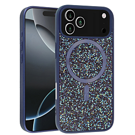 Wireless Charging Bling Diamond Crystal Case - BLUE for iPhone 17 Pro (Only Ground Shipping)