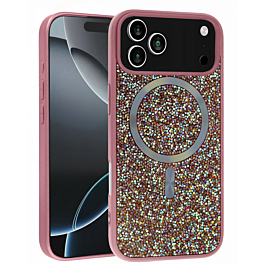Wireless Charging Bling Diamond Crystal Case - PINK for iPhone 17 Pro (Only Ground Shipping)