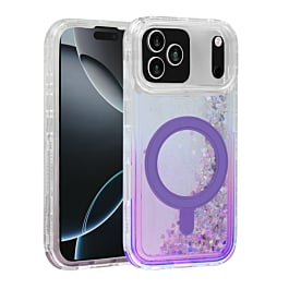 Wireless Charging Protective Glitter Liquid Bumper Case - PURPLE for iPhone 17 Pro (Only Ground Shipping)
