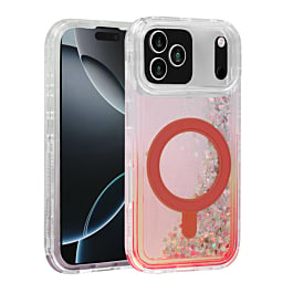 Wireless Charging Protective Glitter Liquid Bumper Case - RED for iPhone 17 Pro (Only Ground Shipping)