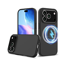 Soft Solid Silicone Case with Wireless Charging - BLACK for iPhone 17 Pro (Only Ground Shipping)