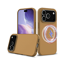 Soft Solid Silicone Case with Wireless Charging - BROWN for iPhone 17 Pro (Only Ground Shipping)