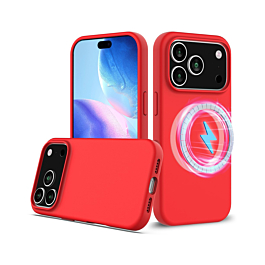 Soft Solid Silicone Case with Wireless Charging - RED for iPhone 17 Pro (Only Ground Shipping)