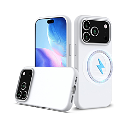 Soft Solid Silicone Case with Wireless Charging - WHITE for iPhone 17 Pro (Only Ground Shipping)