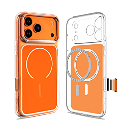 Transparent Magnetic Cases with IC Chip - ORANGE for iPhone 17 Pro Max (Only Ground Shipping)