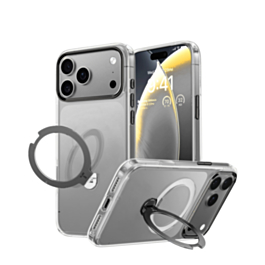 Transparent Magnetic Case with Kickstand (BLACK) for iPhone 17 Pro Max (Only Ground Shipping)
