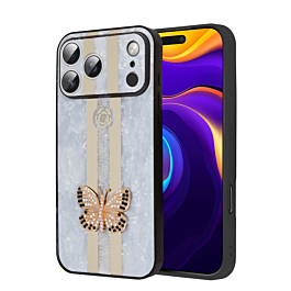Luxury Diamond Shiny Cases with Butterfly Design - WHITE for iPhone 17 Pro Max (Only Ground Shipping)
