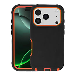 Heavy Duty Case - BLACK & ORANGE for iPhone 17 Pro Max (Only Ground Shipping)