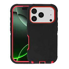 Heavy Duty Case for iPhone 17 Pro Max  (BLACK & RED) (Only Ground Shipping)