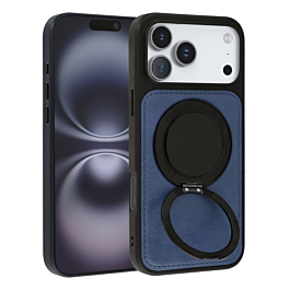 Slim Leather Case with Wireless Charging Kickstand - BLUE for iPhone 17 Pro Max (Only Ground Shipping)