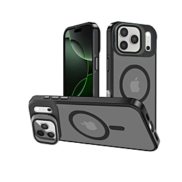 Slim Transparent Camera Stand Case with Wireless Charging - BLACK for iPhone 17 Pro Max (Only Ground Shipping)