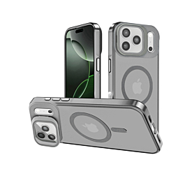 Slim Transparent Camera Stand Case with Wireless Charging - GRAY for iPhone 17 Pro Max (Only Ground Shipping)