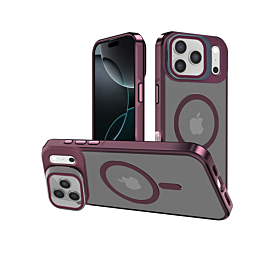 Slim Transparent Camera Stand Case with Wireless Charging - RED for iPhone 17 Pro Max (Only Ground Shipping)