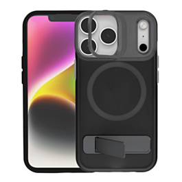 Matte Transparent Camera Stand & Kickstand with Wireless Charging for iPhone 17 Pro Max (BLACK) (Only Ground Shipping)