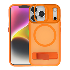 Matte Transparent Camera Stand & Kickstand with Wireless Charging for iPhone 17 Pro Max (ORANGE) (Only Ground Shipping)