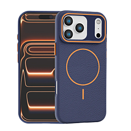 Magnetic Leather Soft Cases - BLUE & ORANGE for iPhone 17 Pro Max (Only Ground Shipping)