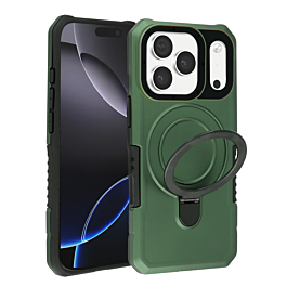 Hard PC Shockproof Case w /Ring Holder - GREEN for iPhone 17 Pro Max (Only Ground Shipping)