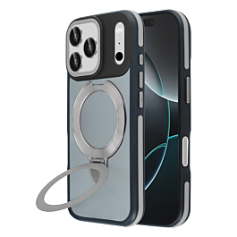 Matte Transparent Case with Wireless Charging Kickstand - GRAY for iPhone 17 Pro Max (Only Ground Shipping)