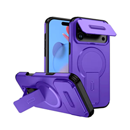 Magnetic Push Slide Lens Case with Kickstand- PURPLE for iPhone 17 Pro Max (Only Ground Shipping)
