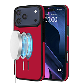 Full Cover Leather Design Wireless Charging Case - RED for iPhone 17 Pro Max (Only Ground Shipping)