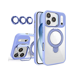Magnetic Clear Case with 2 Kickstand & Camera Lens - LIGHT PURPLE for iPhone 17 Pro Max (Only Ground Shipping)