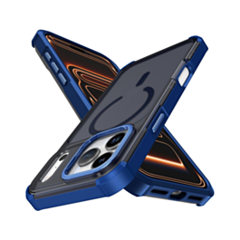 Dual Layer Electroplated Border Wireless Charging Case (DARK BLUE) for iPhone 17 Pro Max (Only Ground Shipping)