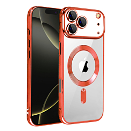 Shiny Wireless Charging Clear Case - RED for iPhone 17 Pro Max (Only Ground Shipping)